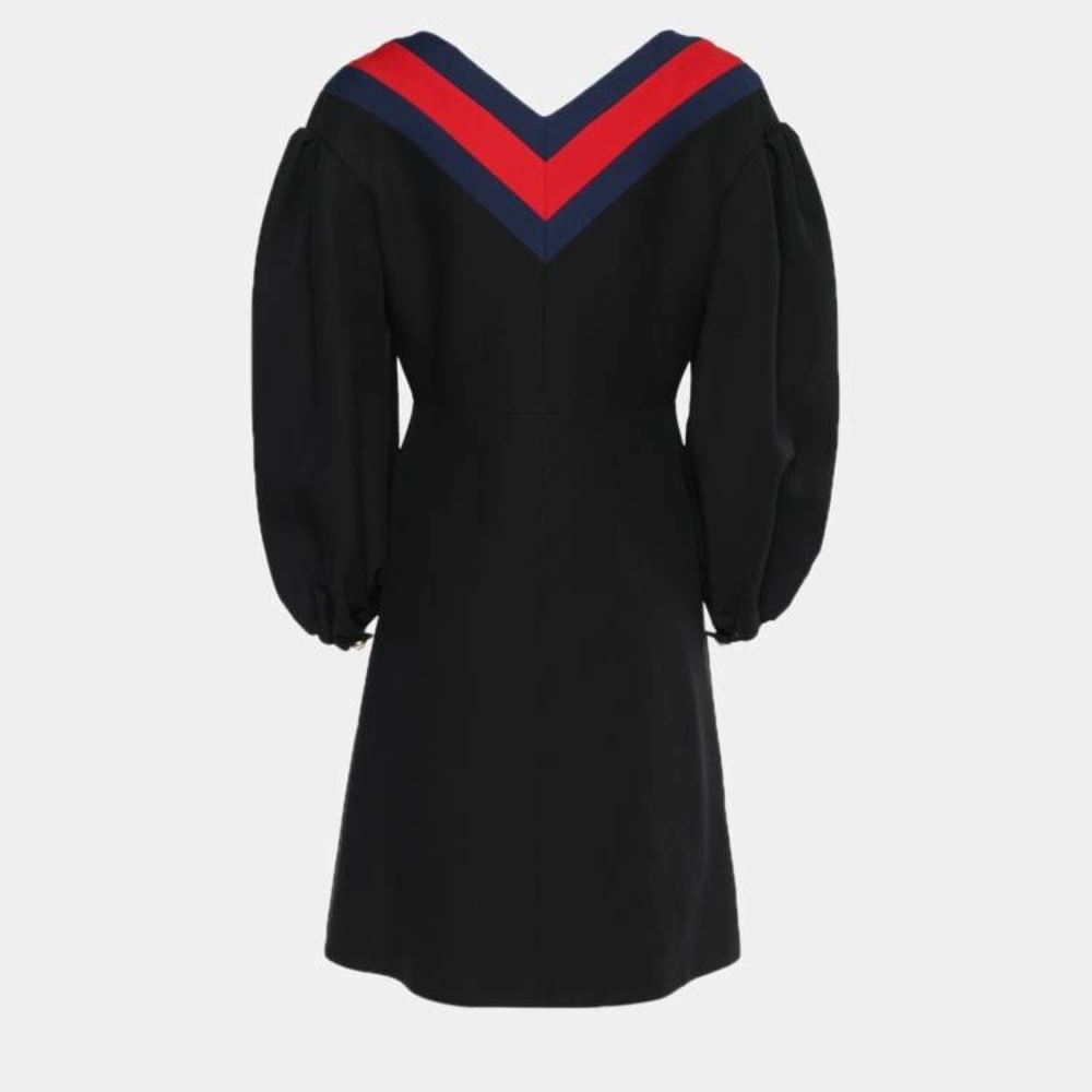 ✨ NWT GUCCI Black Silk Wool Zip Front Web Trim Sheath dress - Picture 5 of 9